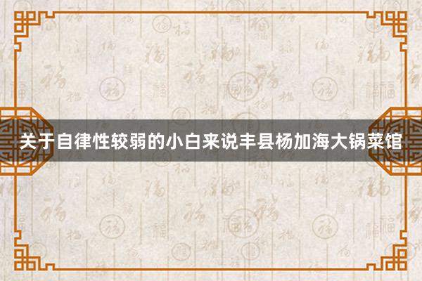 关于自律性较弱的小白来说丰县杨加海大锅菜馆